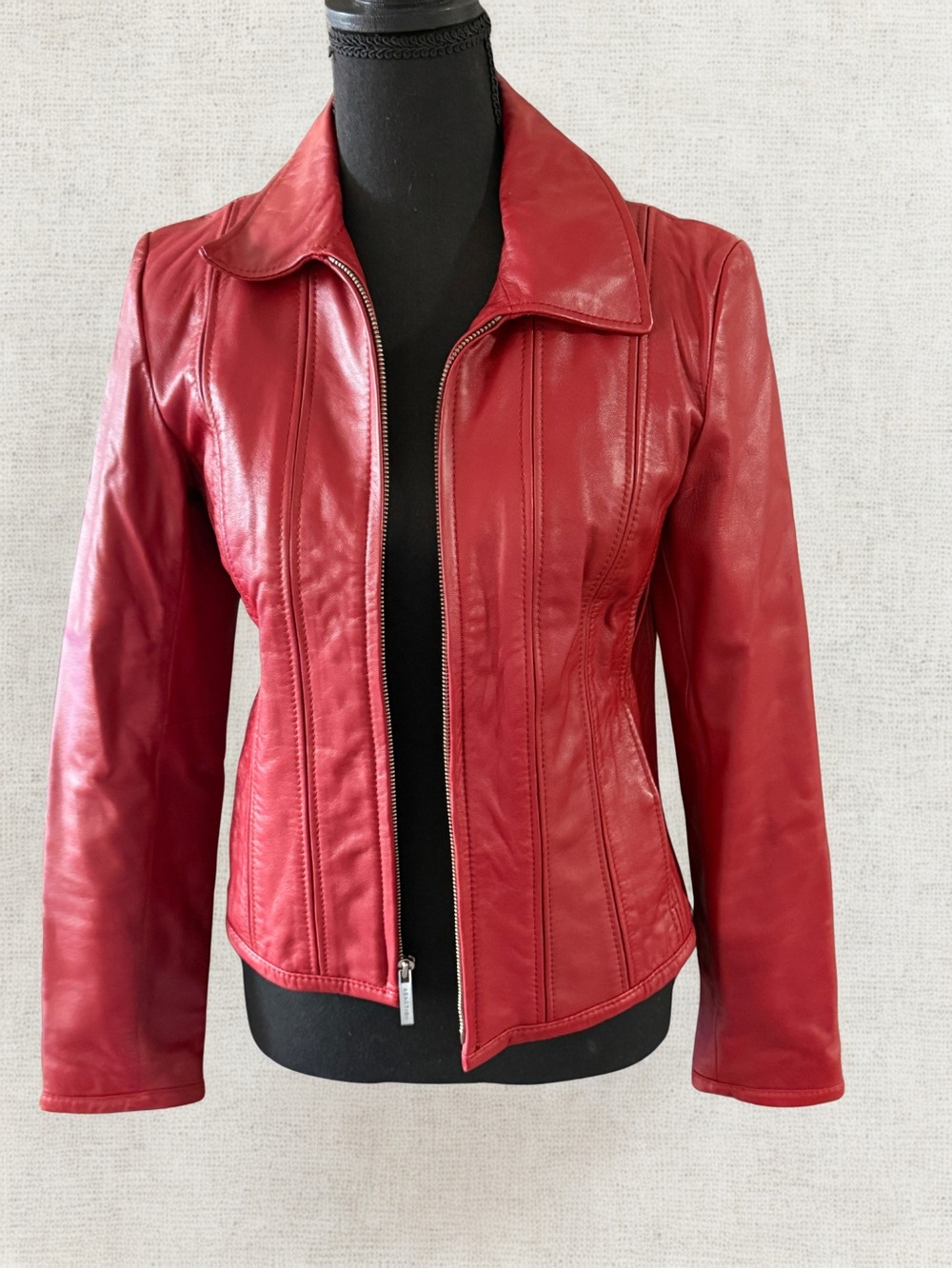 Kenneth Cole Reaction Red Leather Zip Jacket